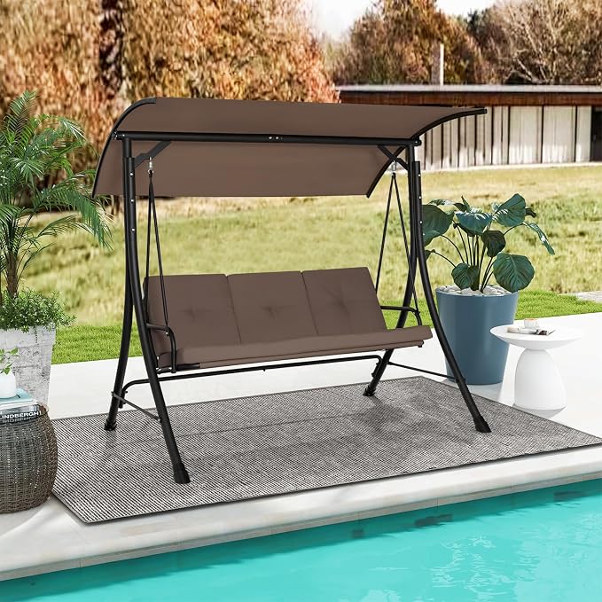HAPPYGRILL 3-Seat Outdoor Porch Swing - Image 3