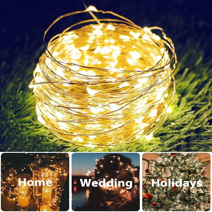 4 Pack Solar Powered Copper Wire String Lights Outdoor, Total 400LED Waterproof - Image 3