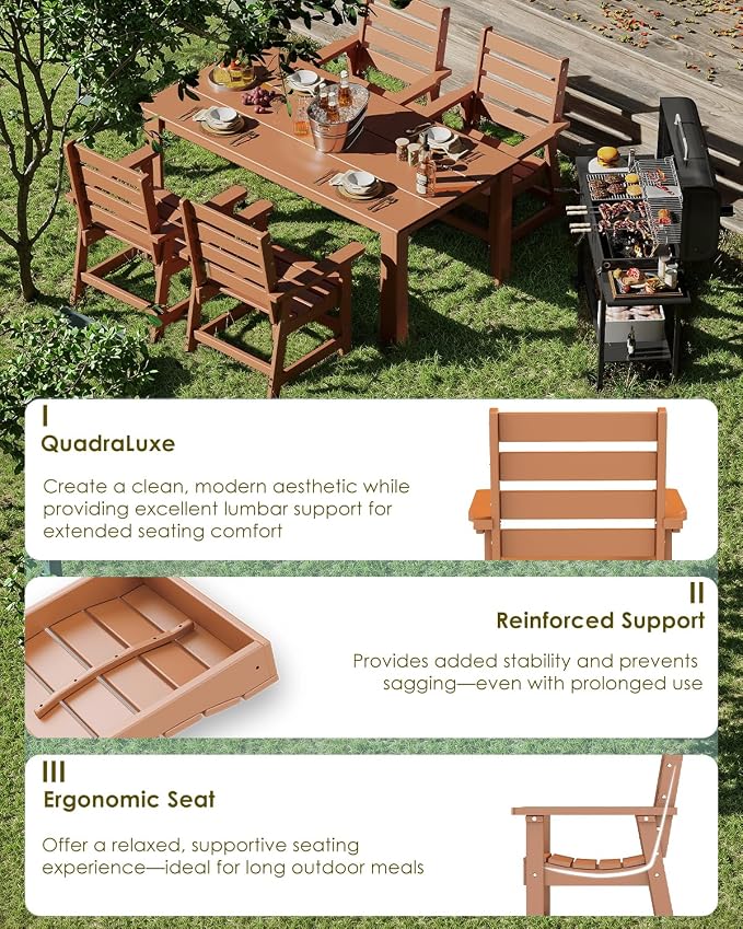 GREENVINES Outdoor Dining Chairs Set of 2 | HDPE | Patio Chair | All-Weather | - Image 5