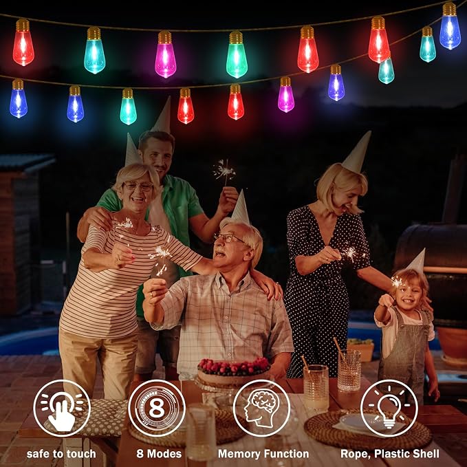 Outdoor String Lights, 24FT 20 LED Bulbs Shatterproof Patio Lights, IP65 - Image 2