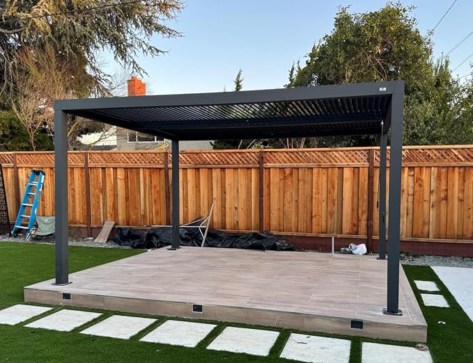 PURPLE LEAF Louvered Pergola 94AS 10' x 14' Outdoor Aluminum Pergola - Image 8