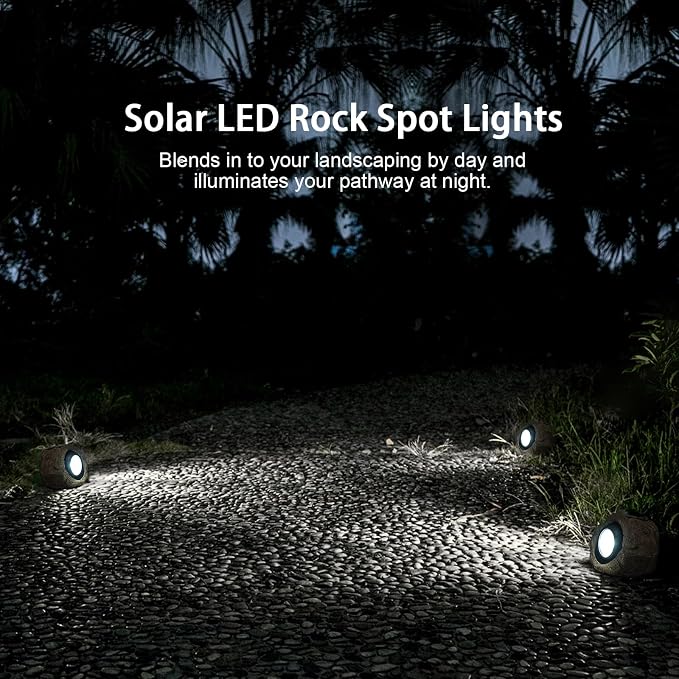 2 Pack Solar Rock Lights, Outdoor Decorative Garden Spotlights - Image 6