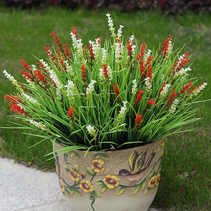 alyptus Outdoor Artificial Flowers 12 Bundles Plastic Plants Faux White Flower - Image 3