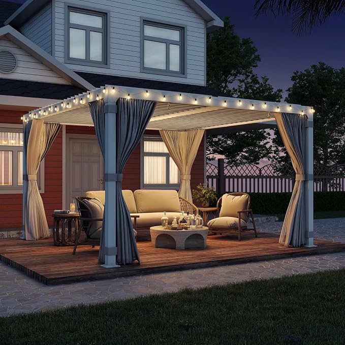EROMMY Louvered Pergola 10' x 10' Outdoor Hard Top Pergola by EROMMY