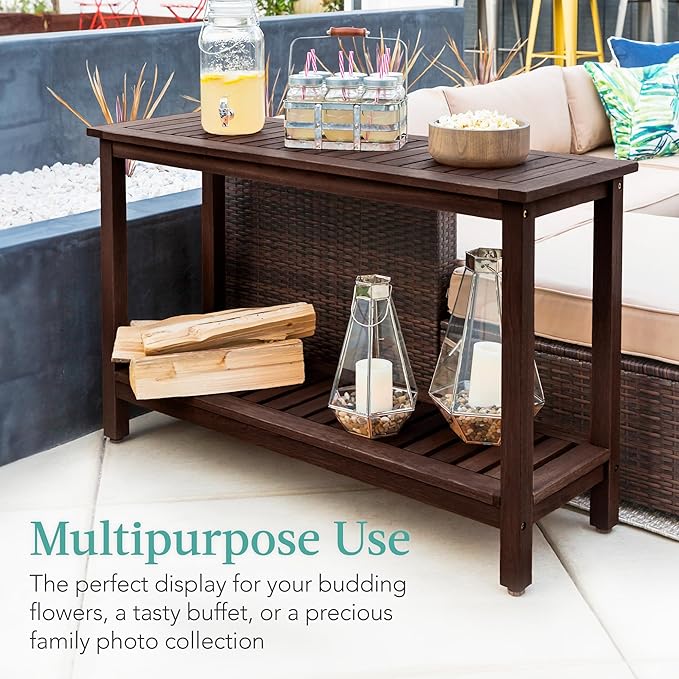 Best Choice Products 48in 2-Shelf Eucalyptus Wooden Console Table Indoor - Image 5