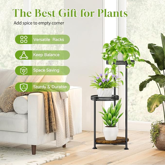 Plant Stand Indoor Outdoor Clearance, 3 Tier Metal Flower Shelf Pot Holder - Image 4