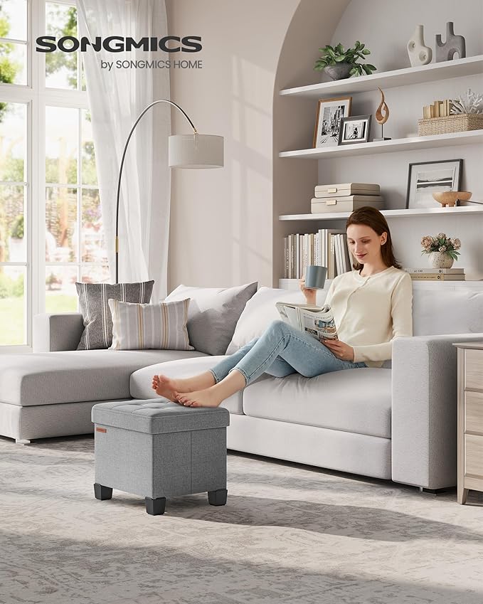SONGMICS Storage Ottoman, Small Ottoman Foot Rest - Image 2