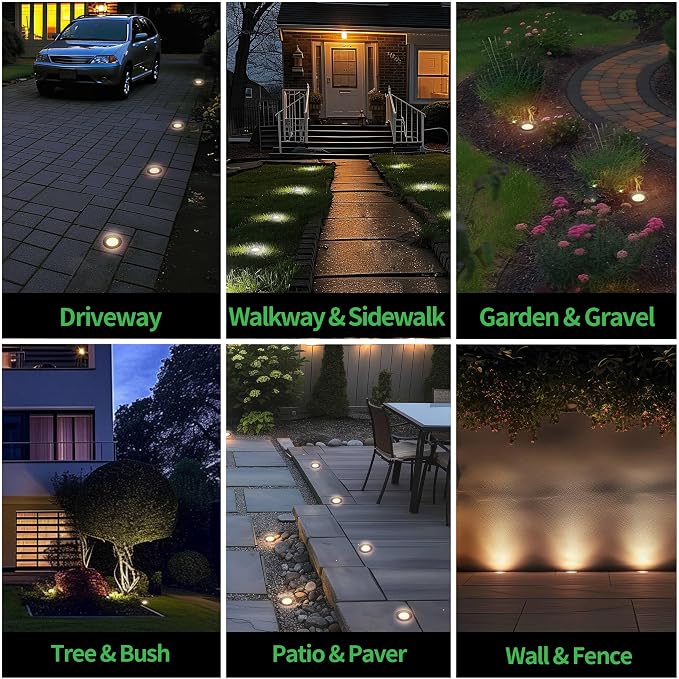 Ground Well Lights Kit, 12 Pack Landscape LED Low Voltage Inground Light and - Image 6