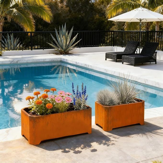 Corten Steel Planter Box-32"x15"x15"-Large Rectangular Planters - Image 6