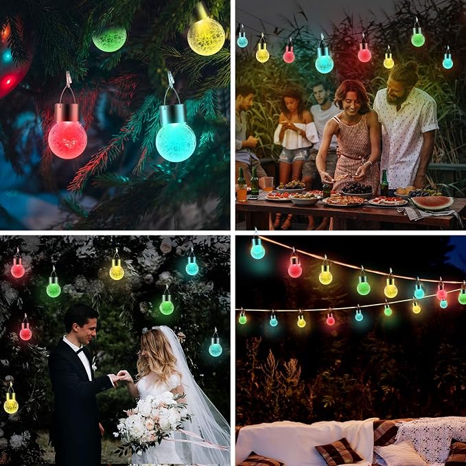 12 Pack Hanging Solar Lights Outdoor Decorative, Waterproof Solar Globe Lantern - Image 7