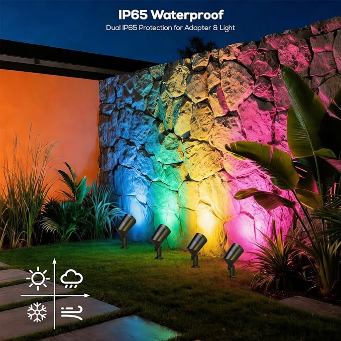 SUNTHIN 8 Pack 36W Smart Landscape Lights, RGBW Color Changing Landscape Lights - Image 5