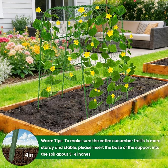 Cucumber Trellis for Raised Bed 32" L x 48" H, U-Shape Garden Trellis for - Image 4