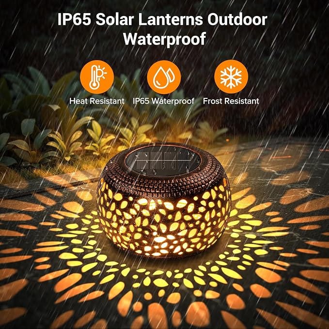 Solar Lanterns Outdoor Waterproof, 4 Pack Flower Petal Solar Garden Lights - Image 3