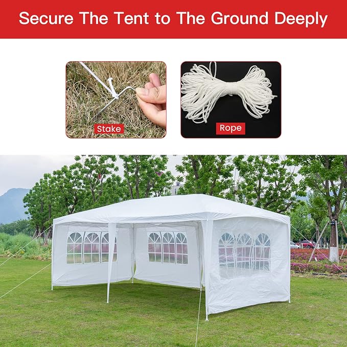 FDW Party Tent 10'x20' Outdoor Canopy Party Wedding Tent Garden Gazebo Pavilion - Image 4