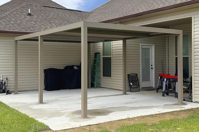 PURPLE LEAF Louvered Pergola 12' × 20' Outdoor Hardtop Gazebo Adjustable by PURPLELEAF