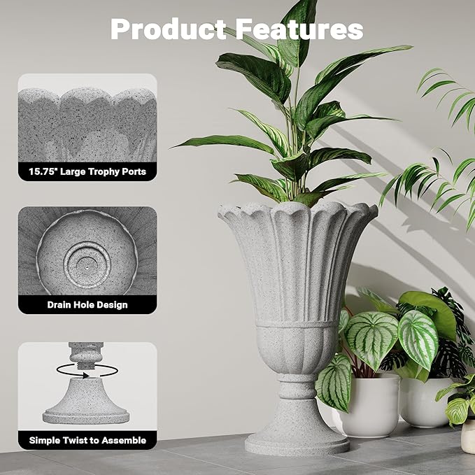 23" Tall Planters for Outdoor Plants Set of 2, Planter - Image 4