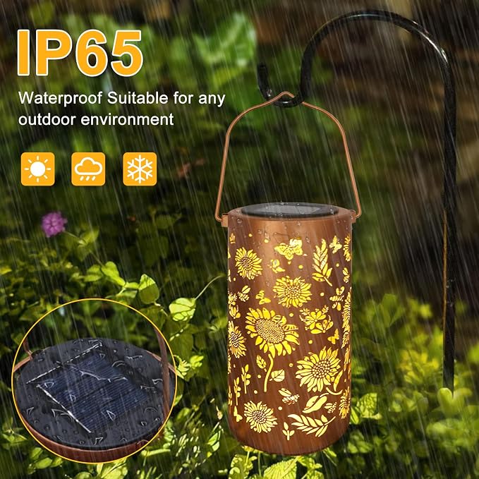Sunflower Solar Lanterns Outdoor Waterproof Hanging Lights, Sunflower Gifts - Image 5