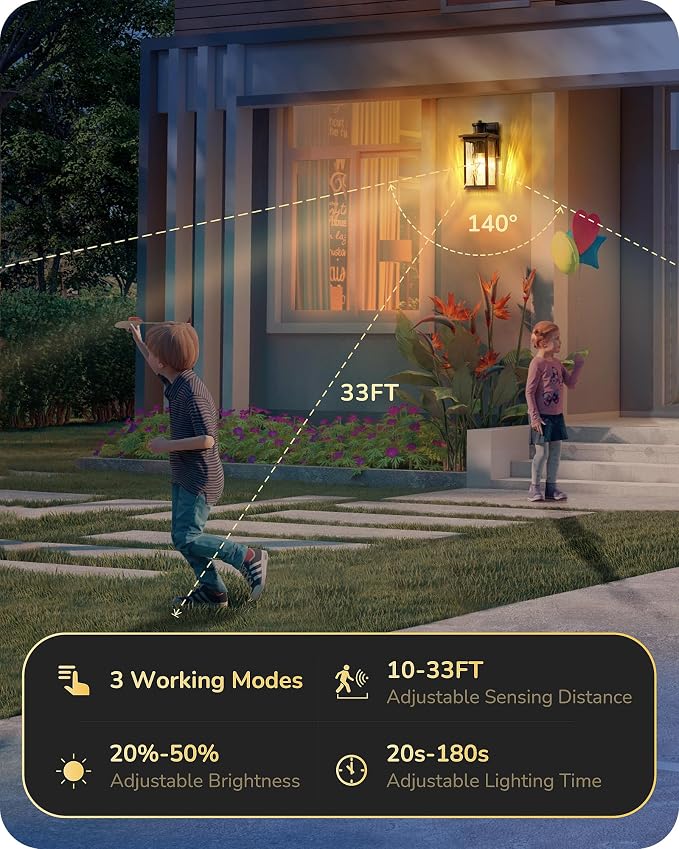 EDISHINE Motion Sensor Outdoor Light Fixtures Wall Mount, Dusk to Dawn Front - Image 4