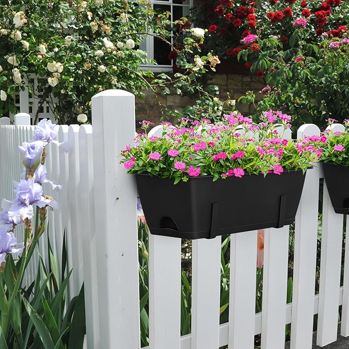 CADUKE 6 PCS Railing Planter Boxes, 17 Inch Deck Rail Planters - Image 3