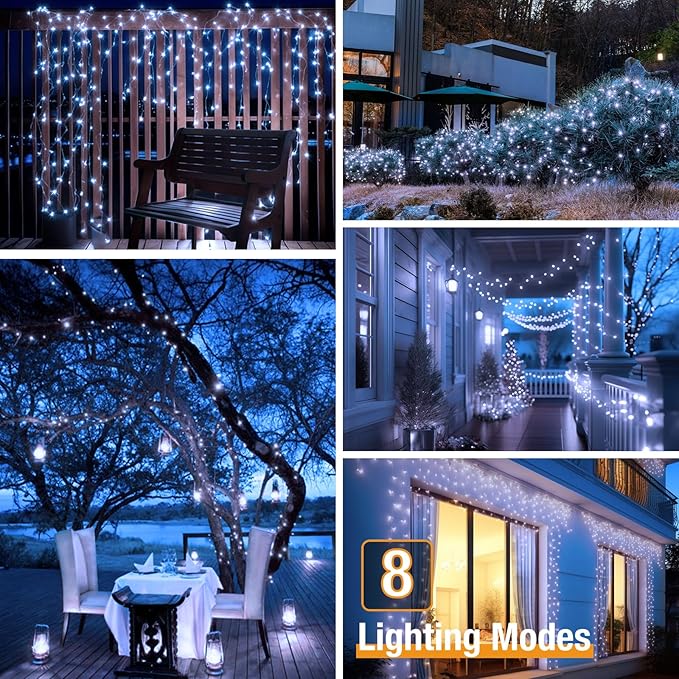btfarm 6-Pack Solar String Lights Outdoor, 480LED 198FT Solar Fairy Lights - Image 4