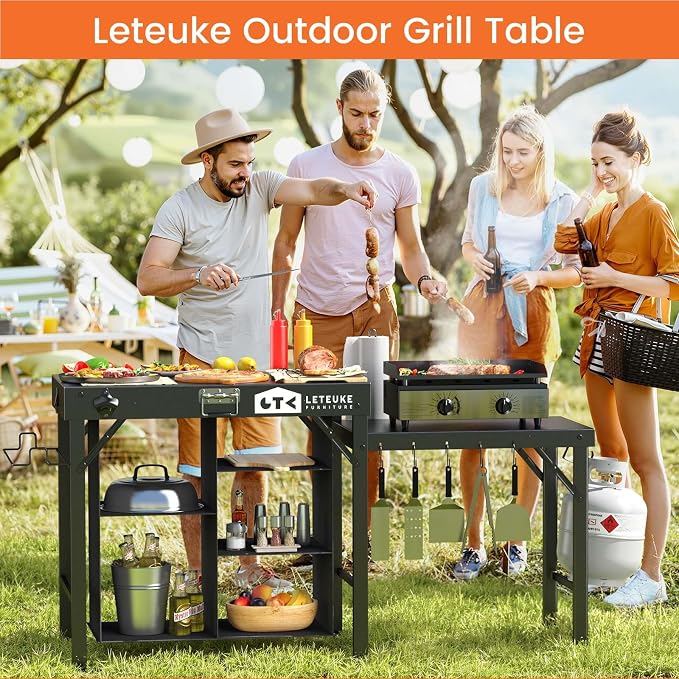 Leteuke Grill Table for Blackstone Griddle, Portable Foldable Grill Table - Image 8