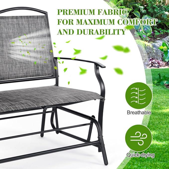 Backyard Expressions 2-Person Outdoor Glider Bench, Patio Double Swing Rocking - Image 7