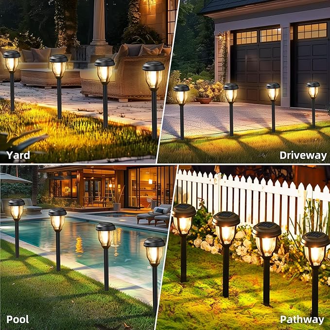 DERAYSION 6 Pack Solar Lights Outdoor, Solar Pathway Lights Waterproof Garden - Image 5