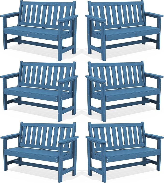 SERWALL Outdoor Bench, HDPE Outdoor Benches Weatherproof, 2-Person Garden Bench by SERWALL