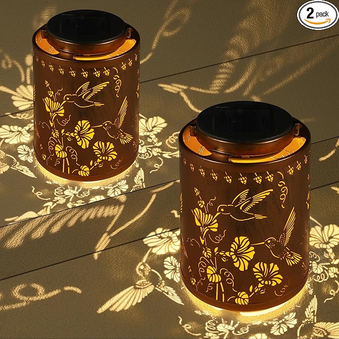 2 Pack Solar Lanterns Outdoor Waterproof Garden Decor Birthday Gifts by Tepaken