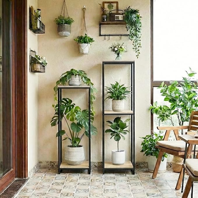 34" Tall Plant Stand Indoor, 2-Tier Modern Plant Shelf, Corner Flower Pot - Image 7