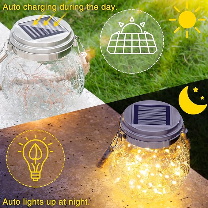ROSHWEY Solar Lantern, 2 Pack Outdoor Lanterns - Image 4