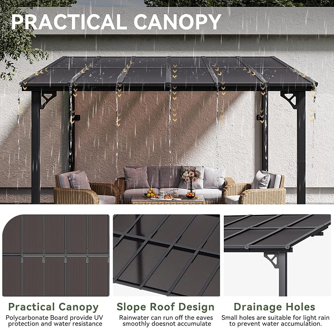 Aoxun 10' x 12' Gazebo for Patio, Gazebo Pergola - Image 6