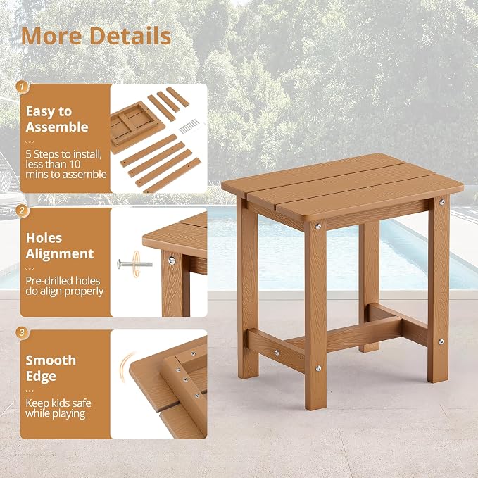 LUE BONA Outdoor Side Table, HDPS Small Outdoor Table, Adirondack Side Table - Image 7