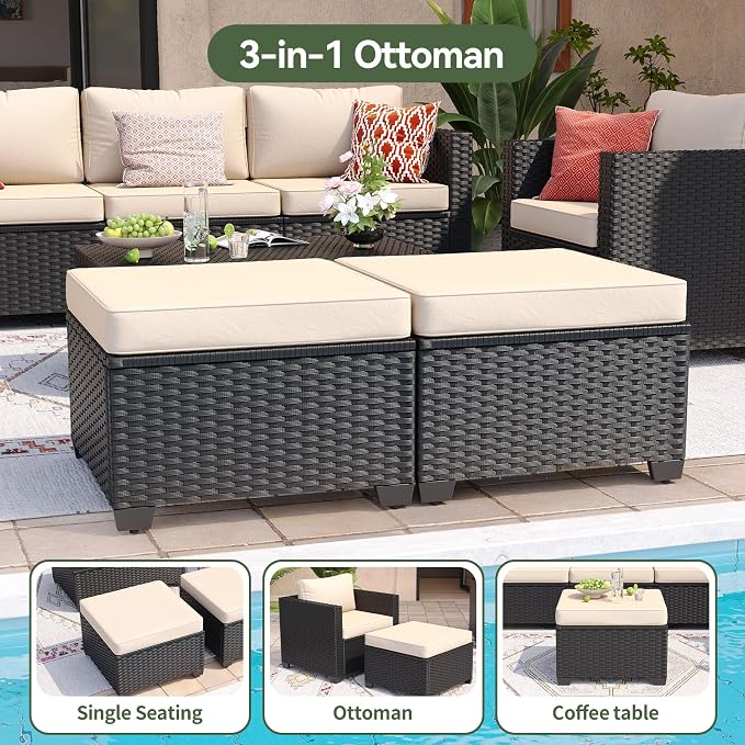 Aoxun 7 Piece Outdoor Patio Furniture Set 6 Seats, Outdoor Sectional - Image 6