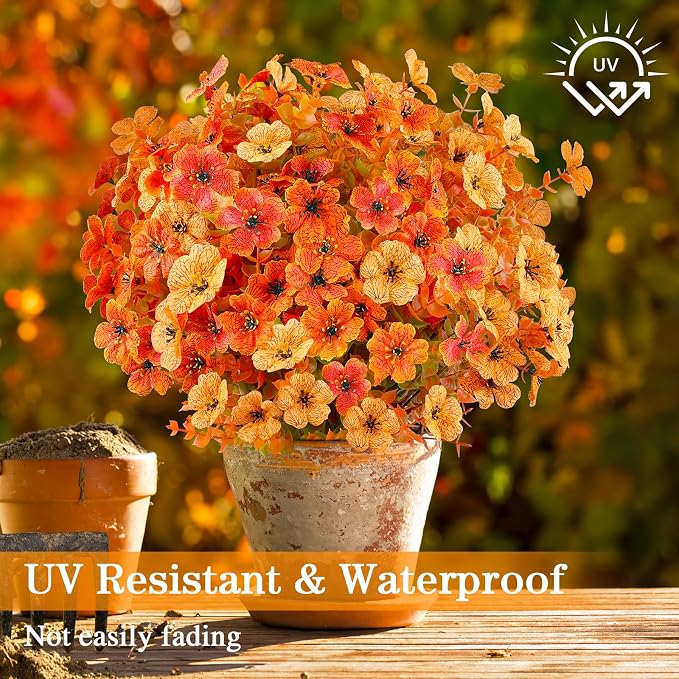 AGIRL 16 Bundles Artificial Fall Flowers Outdoor Indoor Decoration, No Fade - Image 3