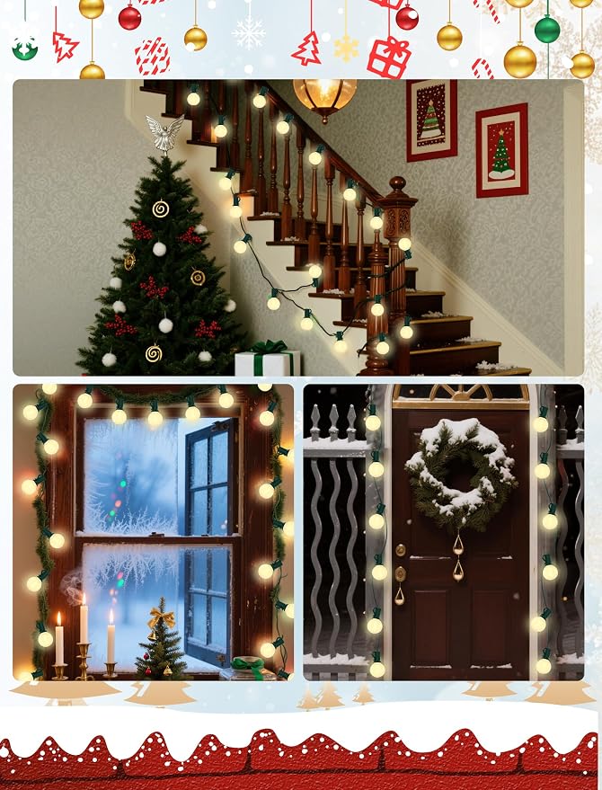 25Ft Outdoor Christmas Lights, Dimmable G40 LED Patio String Lights - Image 7