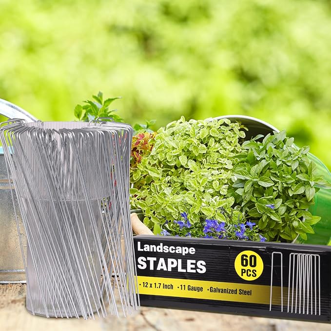 HongWay 60 Pack 12 Inch Landscape Staples, Tent Stakes Heavy Duty Galvanized 11 - Image 3