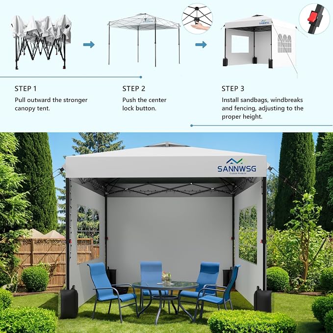 8X8 Pop Up Canopy Tent with 3 Sidewalls, Easy Up Canopy, Commercial Instant - Image 7