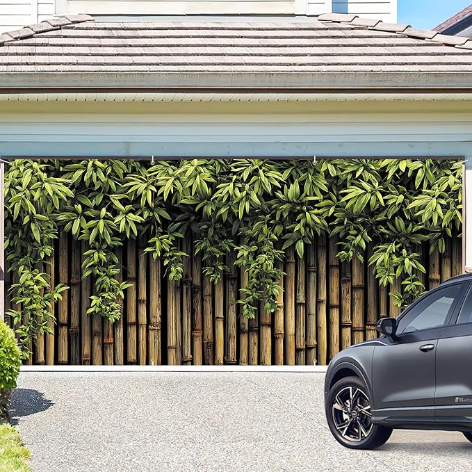 Bamboo Garden Garage Door Banner 6x13FT, Large Outdoor Nature Decoration - Image 2