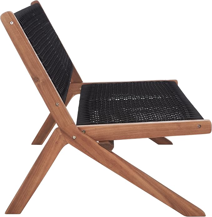 SAFAVIEH Outdoor Collection Kobina Natural Acacia Wood/Black Rope Foldable Bench - Image 9