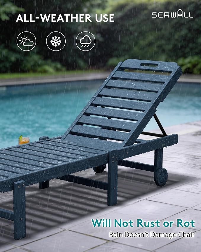 SERWALL Outdoor Chaise Lounge, Patio Chaise Lounge Chair - Image 10