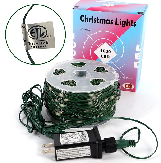WATERGLIDE Extra Long 328 FT Fairy String Lights, 1000 LED Outdoor Green Wire - Image 7