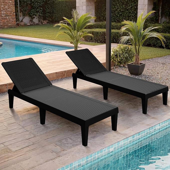Greesum Outdoor Chaise Lounge Chair Set of 2, Waterproof 5-Position Adjustable - Image 3