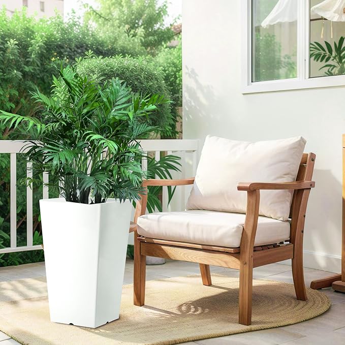 Hushee Set of 4 Tall Outdoor Planters 21 Inch Tall Tapered Square Planter - Image 6