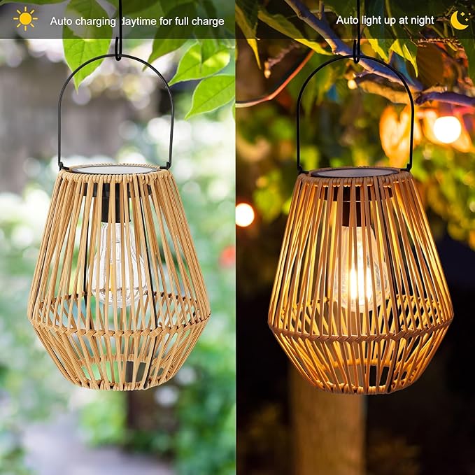Solar Lanterns, Livinlarge Solar Lights Outdoor Waterproof Boho Light - Image 5