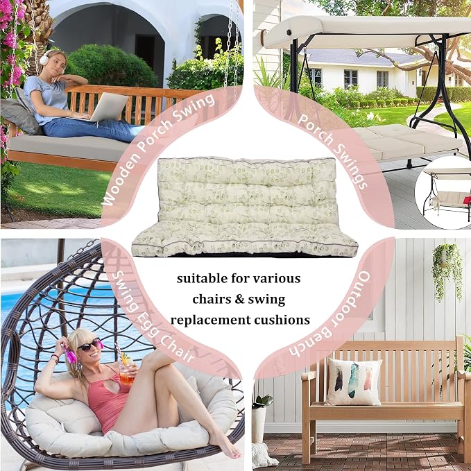 2-3 Seat Swing Replacement Cushion, Outdoor Bench Cushions - Image 7