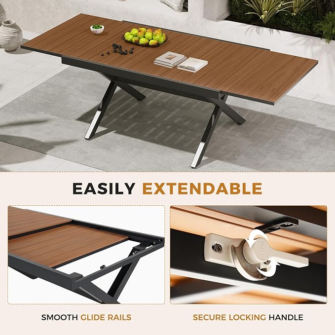 Grand patio Expandable Patio Dining Table, Extra Large 94.5" L x 37" W Outdoor - Image 7