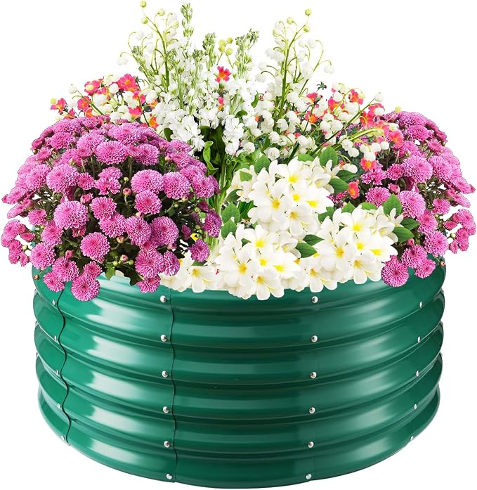 17" Tall Elevated Round Metal Rised Garden Bed- 2.7'x2.7' in Size and 0.8MM by TBMLC
