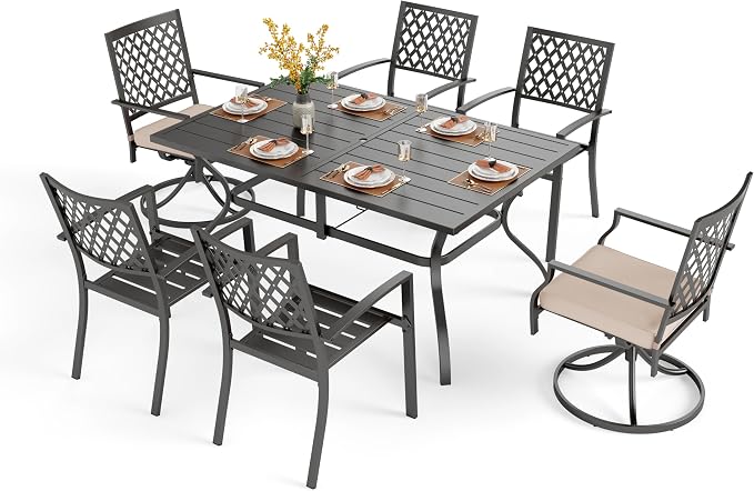 PHI VILLA 7 Pieces Outdoor Dining Set by PHIVILLAThepioneerofcomfortablehouseholdsupplies