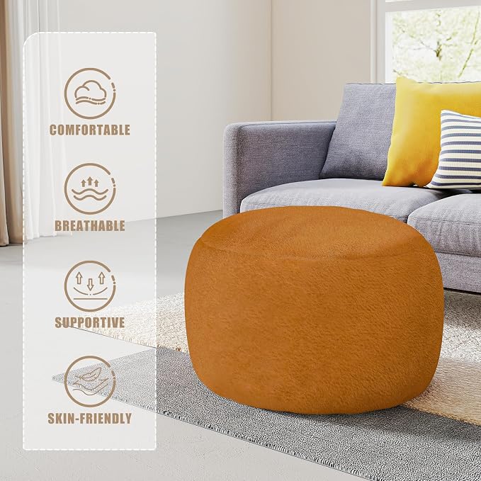 Round Pouf Ottoman Foot Rest, 29 X 18Inch Floor Poufs Footstool, A Round Modern - Image 8